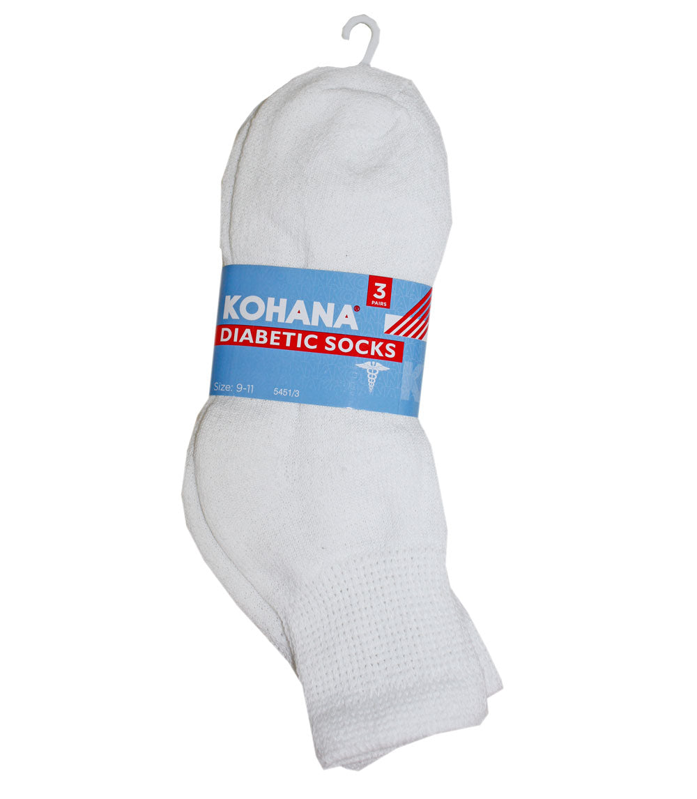 Diabetic Socks - 10-13 White Ankle Sport Socks - 3 Pair - 5491-3