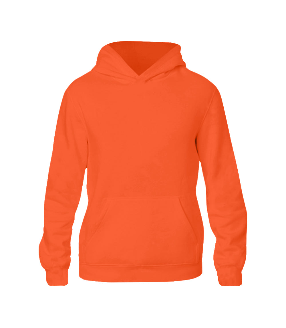 Men Fleece Pull On Hoodie With Pockets - Neon Orange - 0210009