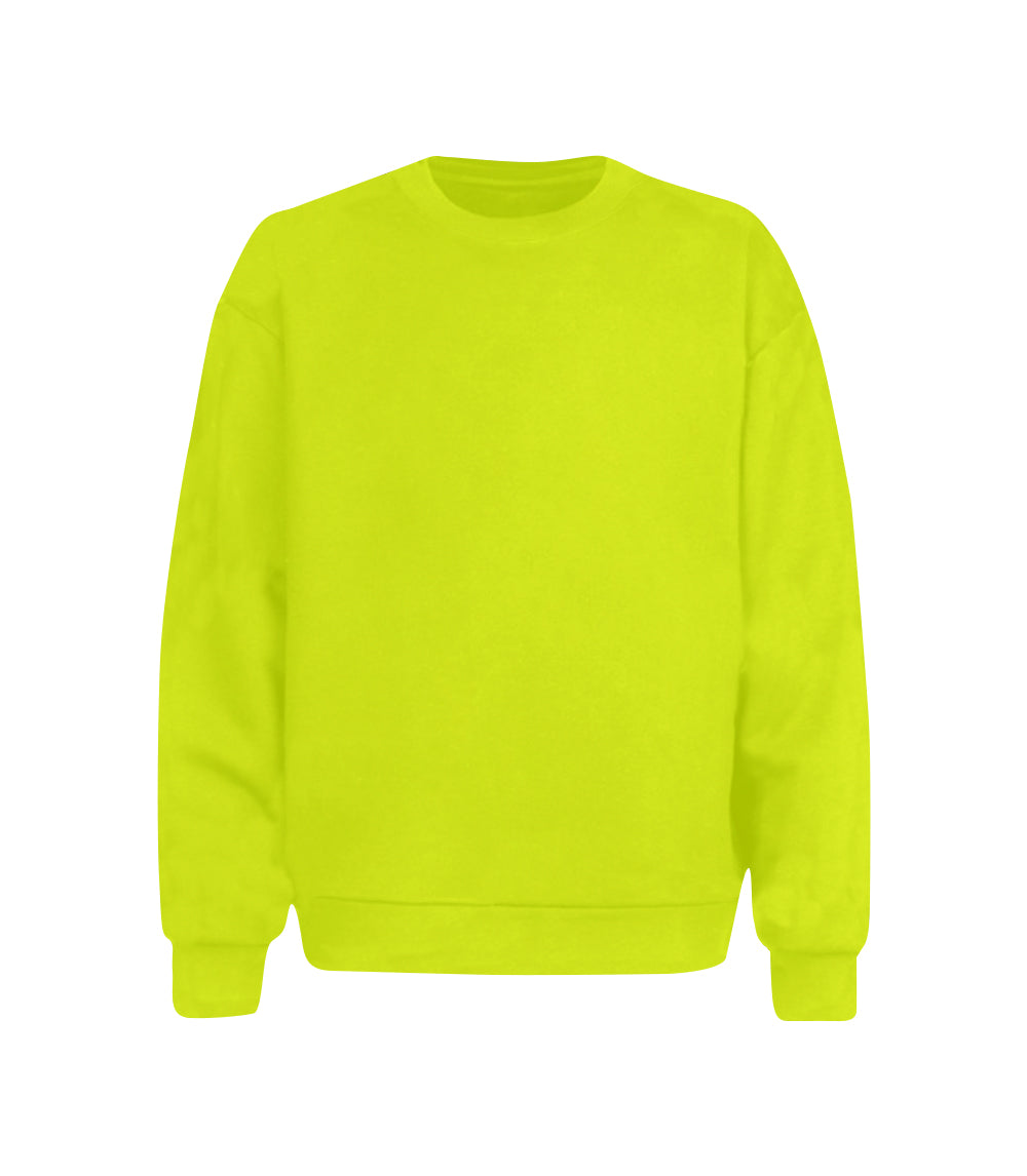 Men Fleece Pull On Crew Neck - Neon Green - 0220109