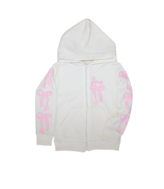 GIRLS PINK 4-6X Bow Screen Hooded Zip Front Jacket - 0228704