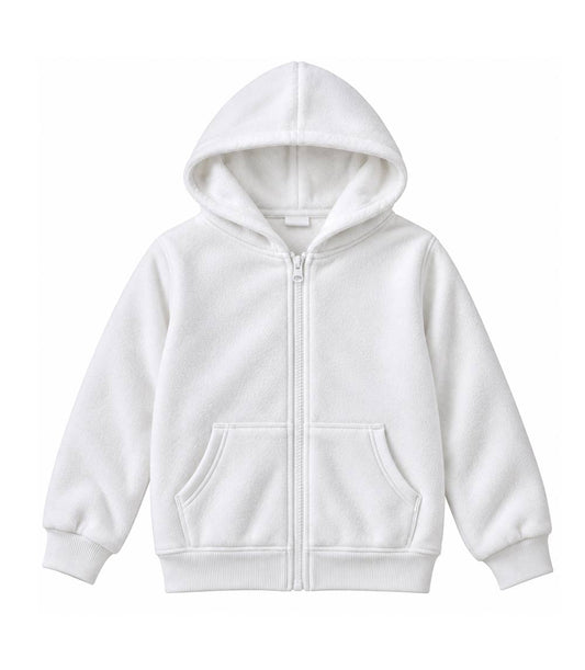 Men S-XL Zip Front Fleece Hoodie Jacket White - 0283609
