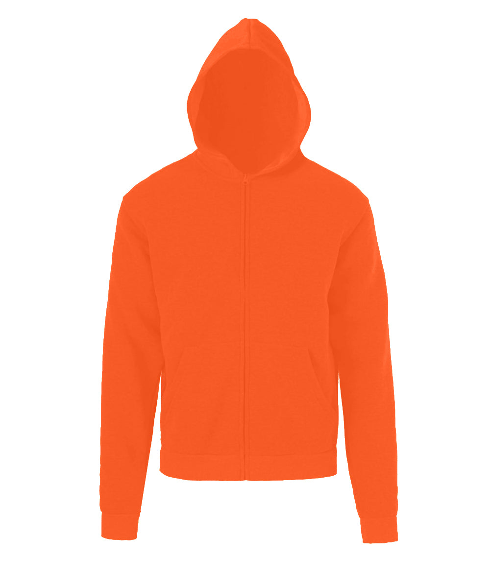 Men Zip Front Fleece Hoodie Jacket Neon Orange - 0283709