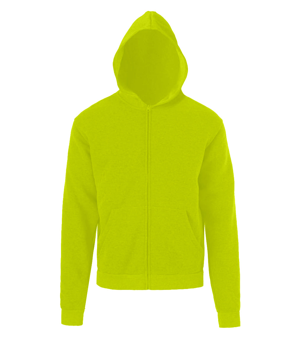 Men Zip Front Fleece Hoodie Jacket Neon Green - 0283809