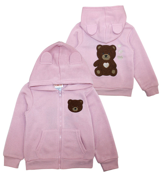 GIRLS PINK Blush Jacket w Teddy Bear Chenille Patch and Ears - 0295602