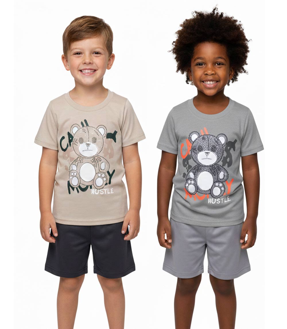 Pantalones cortos deportivos con estampado de oso irreal de la parte superior de la camiseta S1OPE - 1369702