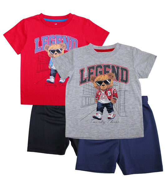 S1OPE Bear Legend Screen Jersey Top w Athletic Shorts-1303704