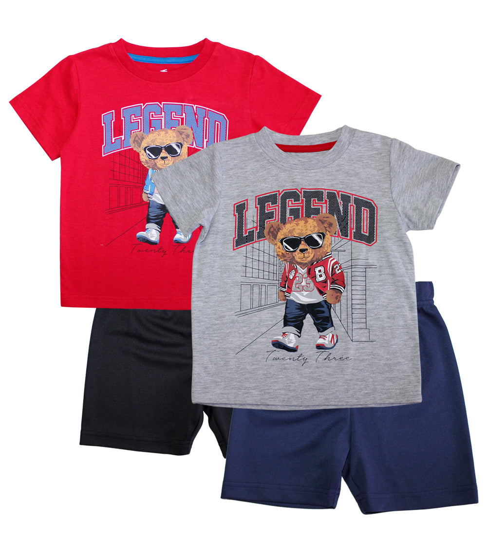 S1OPE Bear Legend Screen Jersey Top w Athletic Shorts-1303701