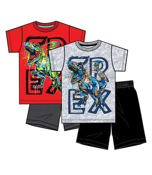 S1OPE Jersey Top T-Rex Screen Athletic Shorts-1364401