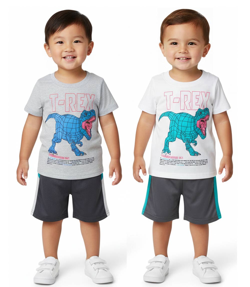 S1OPE Jersey Top T-Rex Screen Athletic Shorts-1369001