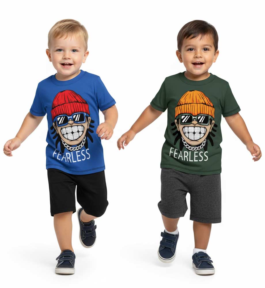 S1OPE Jersey Top Fearless Boy Screen W Rhinestone and Athletic Shorts-1372101