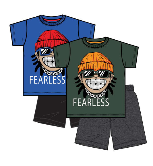 S1OPE Jersey Top Fearless Boy Screen W Rhinestone and Athletic Shorts-1372102