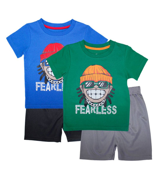 S1OPE Jersey Top Fearless Boy Screen W Rhinestone and Athletic Shorts-1372101