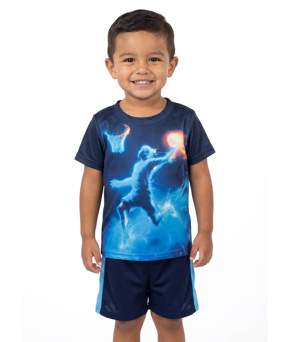 S1OPE Top Basketball Player on Fire Screen w Mesh Athletic Shorts-1374202