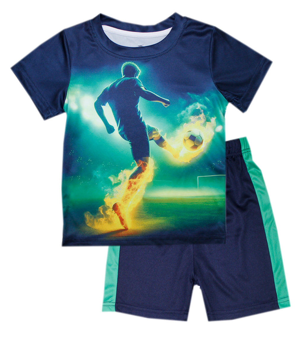 S1OPE Soccer Player on Fire Screen Top w Mesh Athletic Shorts-1395602