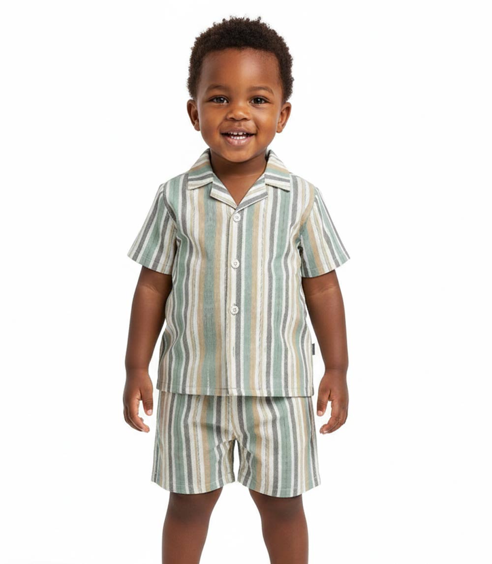 S1OPE Boys Woven Open Collar Short Set - 1430401