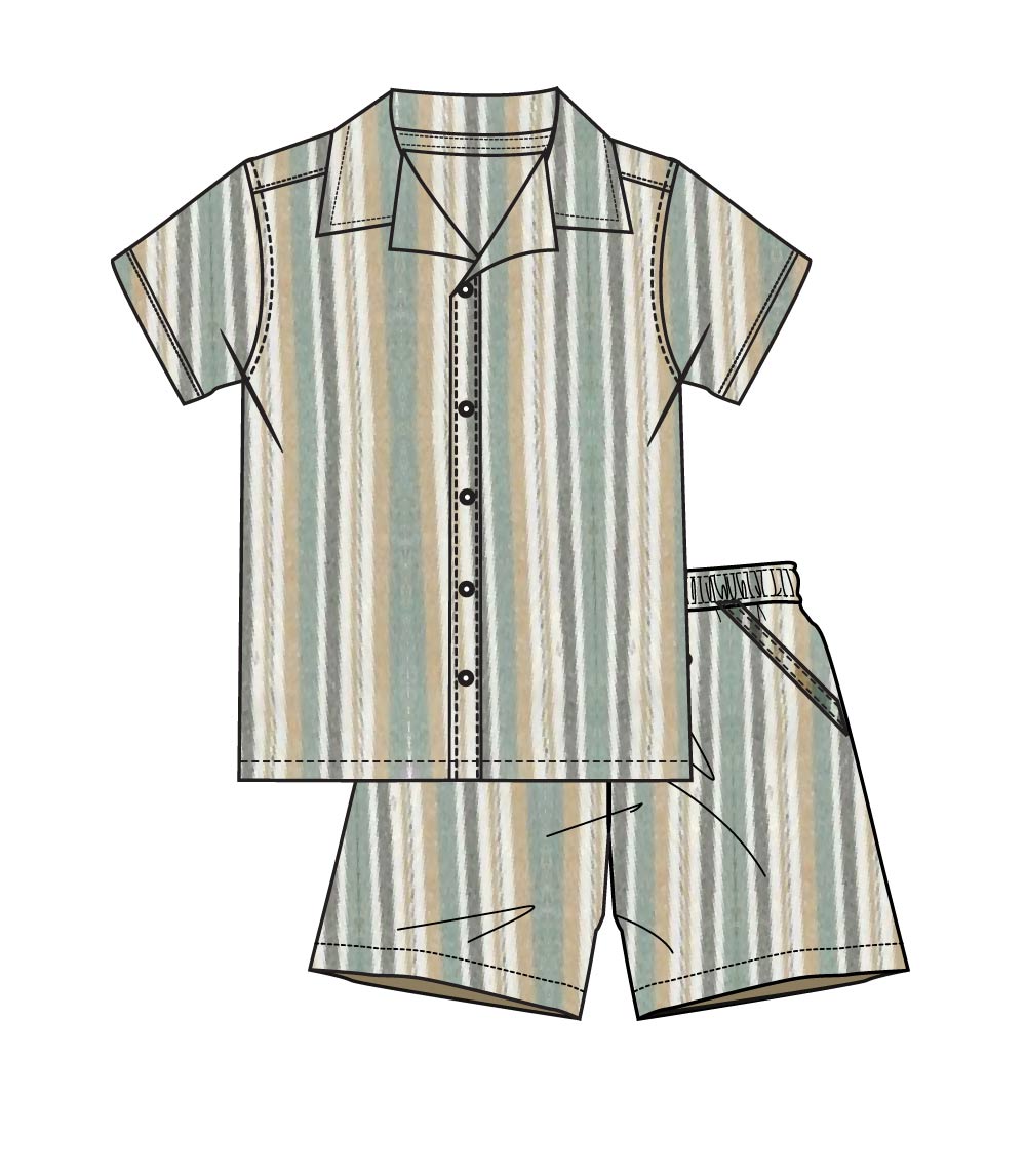 S1OPE Boys Woven Open Collar Short Set - 1430401