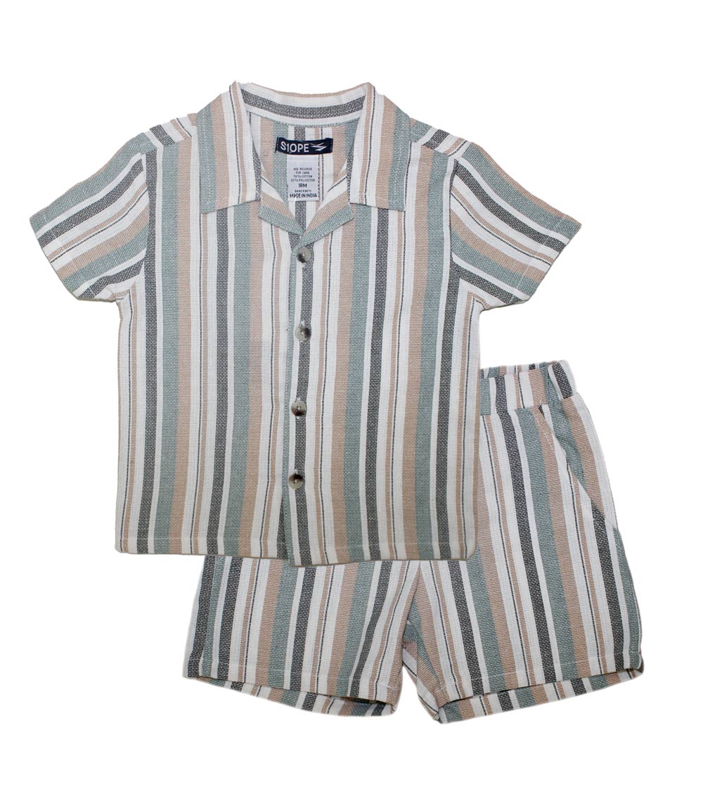 S1OPE Boys Woven Open Collar Short Set - 1430401