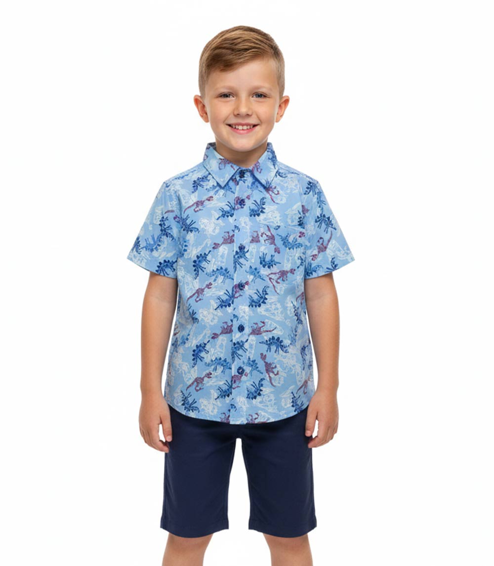 Top tejido con estampado de hojas y pantalones cortos de sarga S1OPE - 1447404