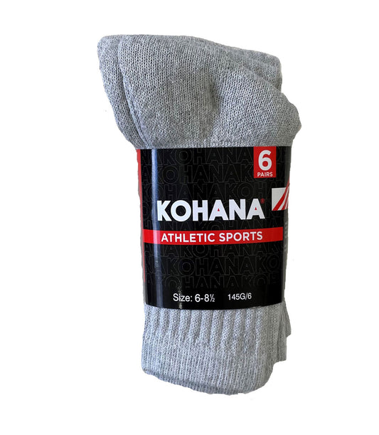 Socks - 6-8 1/2 Grey Crew Socks - 6 Pair Bundle - 145G-6