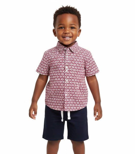 S1OPE Toddler Woven Top Printed and Twill Shorts -1470702