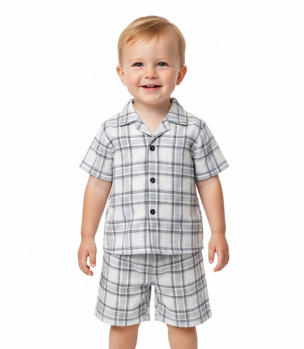 S1OPE Boys Woven Open Collar Short Set - 1483101