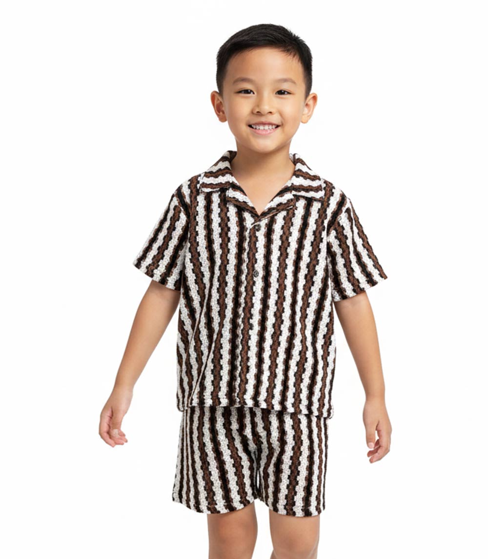 Conjunto corto tejido con cuello abierto para niño S1OPE - 1490702