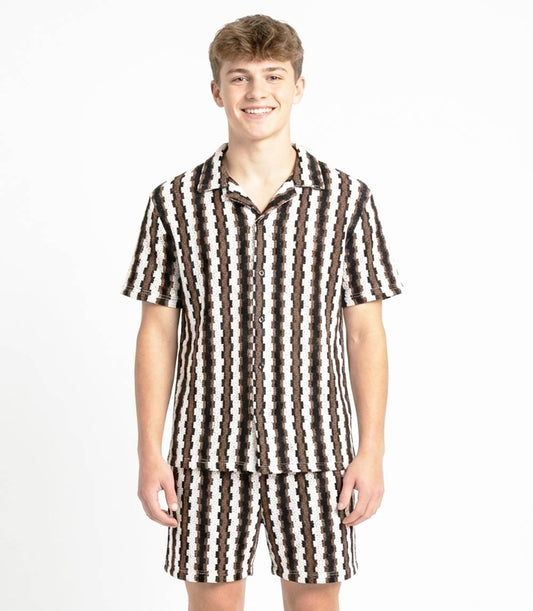 S1OPE Boys Crochet Knit Open Collar Short Set - 1496488