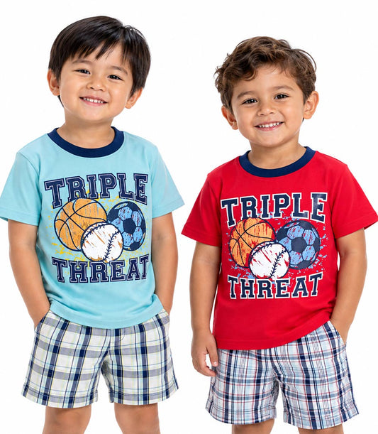 TEDDY BOOM Triple Threat Screen Top with Plaid Shorts-1607901