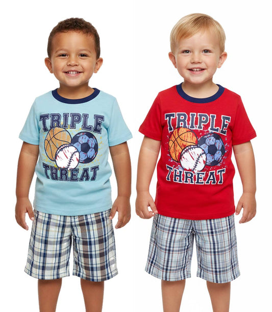 TEDDY BOOM Triple Threat Screen Top with Plaid Shorts-1607901