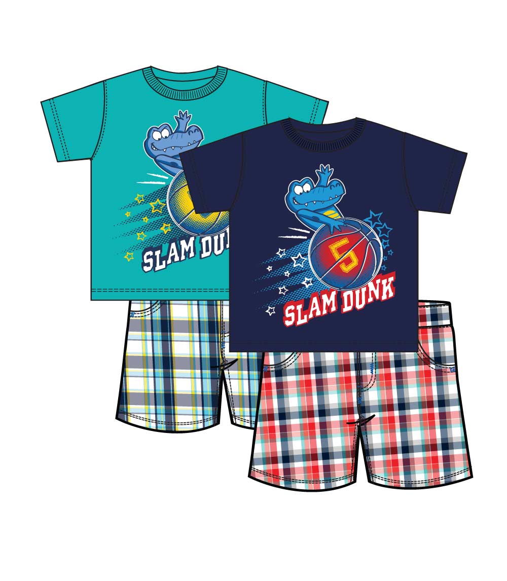 TEDDY BOOM Gator Slam Dunk Screen Top with Plaid Shorts-1659204