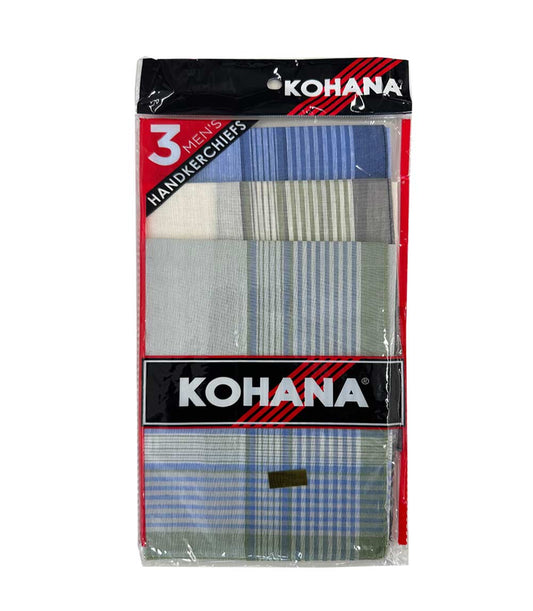 Men's Woven Cotton Handkerchiefs - Asst Colors - 3 PACK