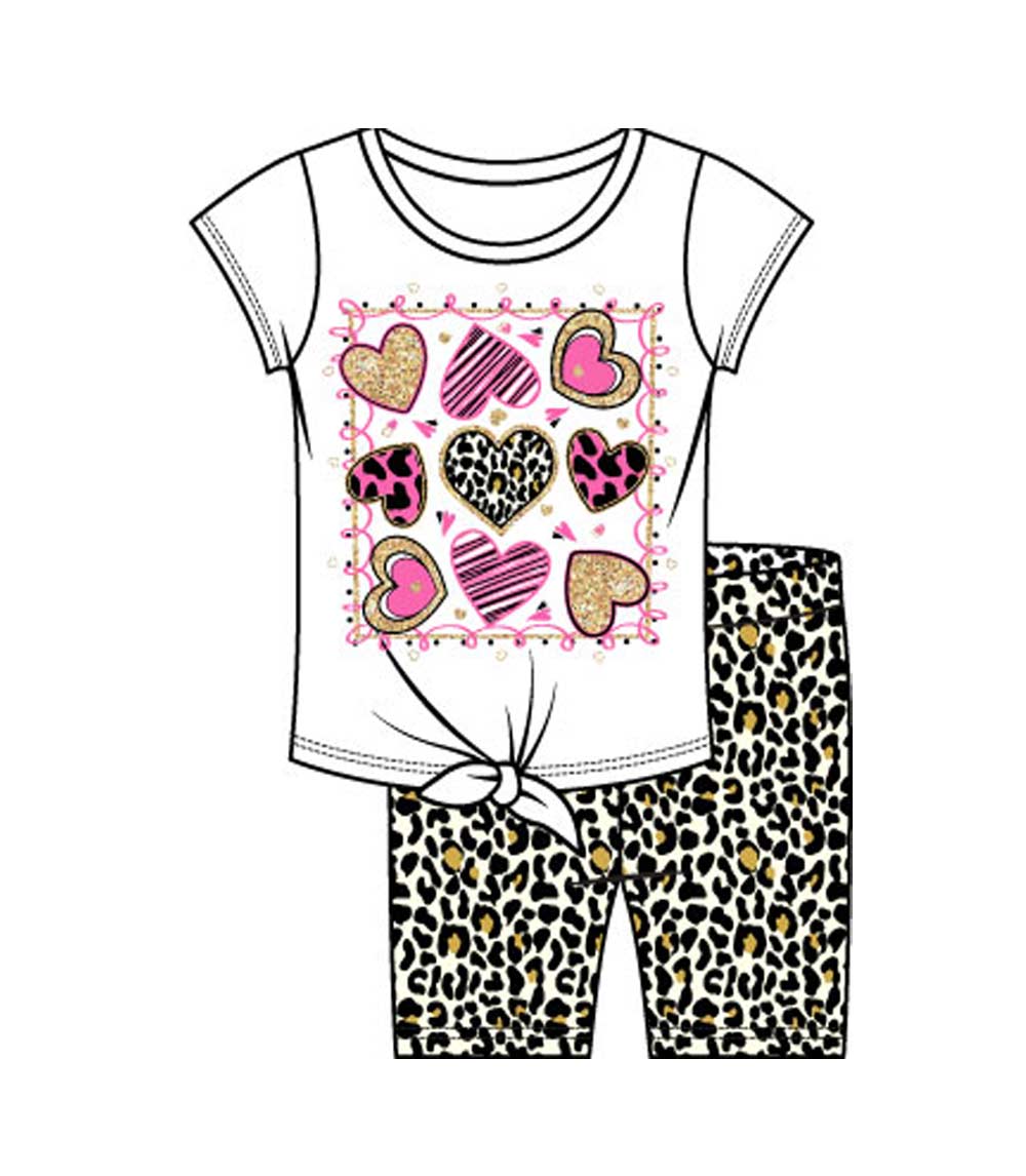 GIRLS PINK Hearts Screen Top and Biker Legging Set-2206604