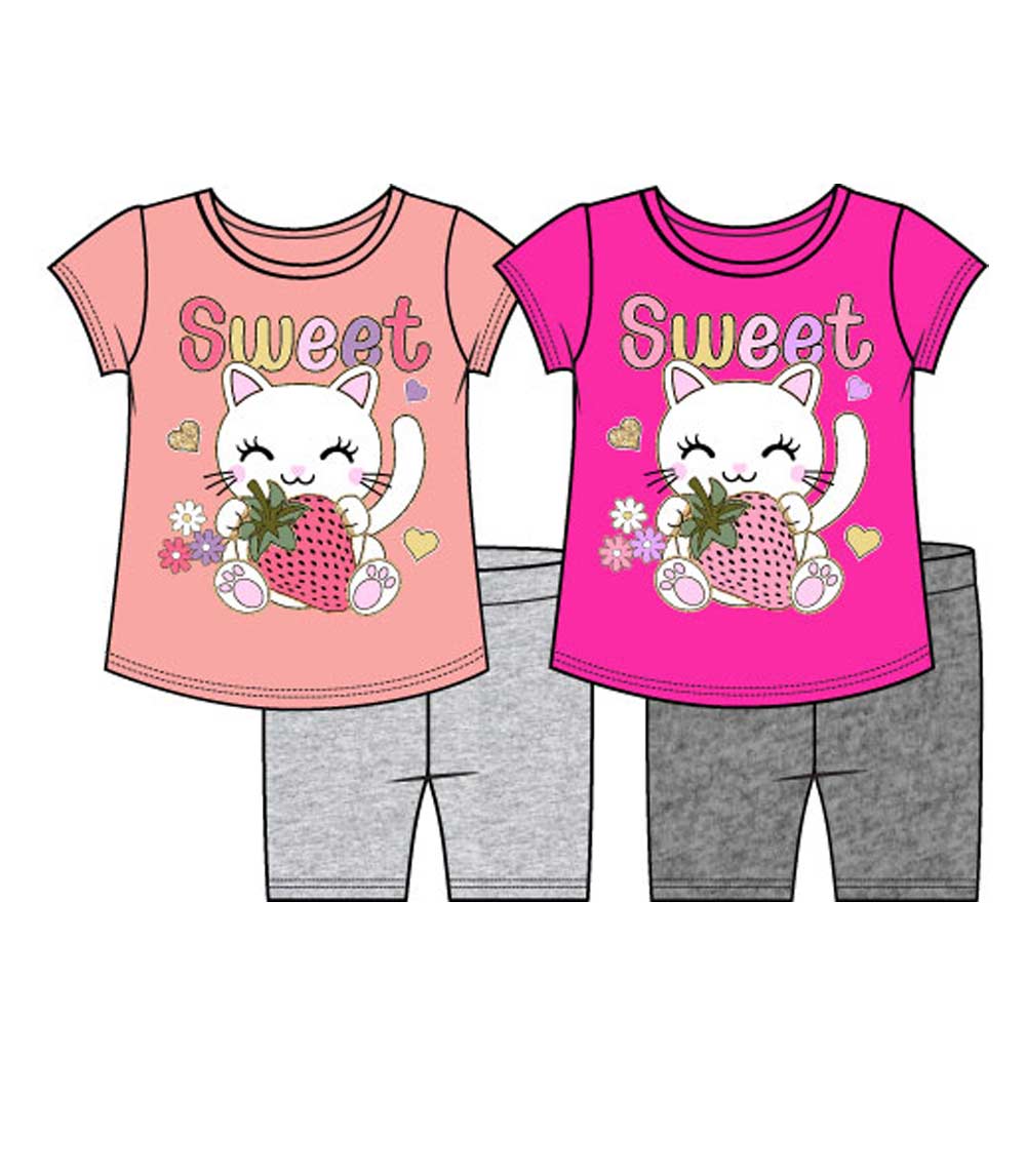 GIRLS PINK Sweet Cat Screen Top and Biker Legging Set-2244004