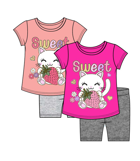 GIRLS PINK Sweet Cat Screen Top and Biker Legging Set-2244001