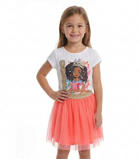 GIRLS PINK Queen Boss Screen Top with Tulle Skirt-2413904