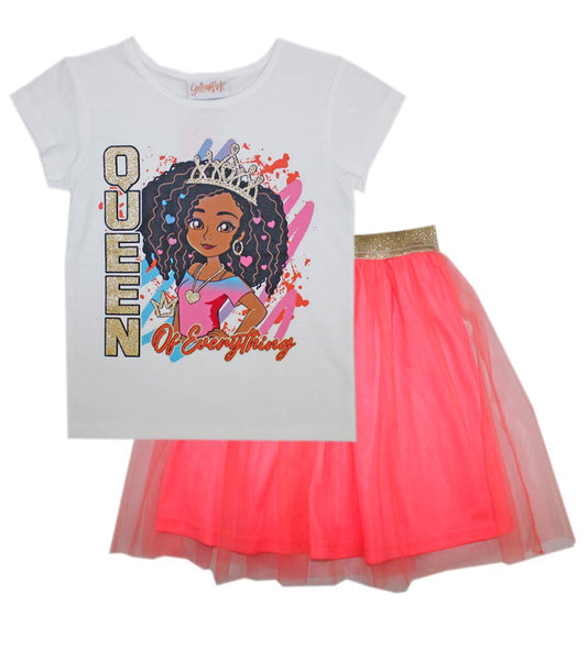 GIRLS PINK Queen Boss Screen Top with Tulle Skirt-2413904