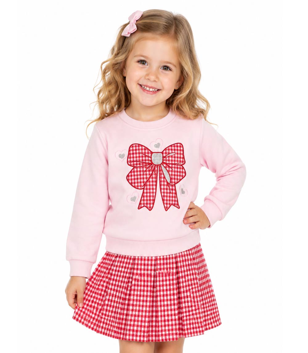 GIRLS PINK Conjunto de leggings de polar con capucha y osito de peluche a cuadros para niña - 7313502