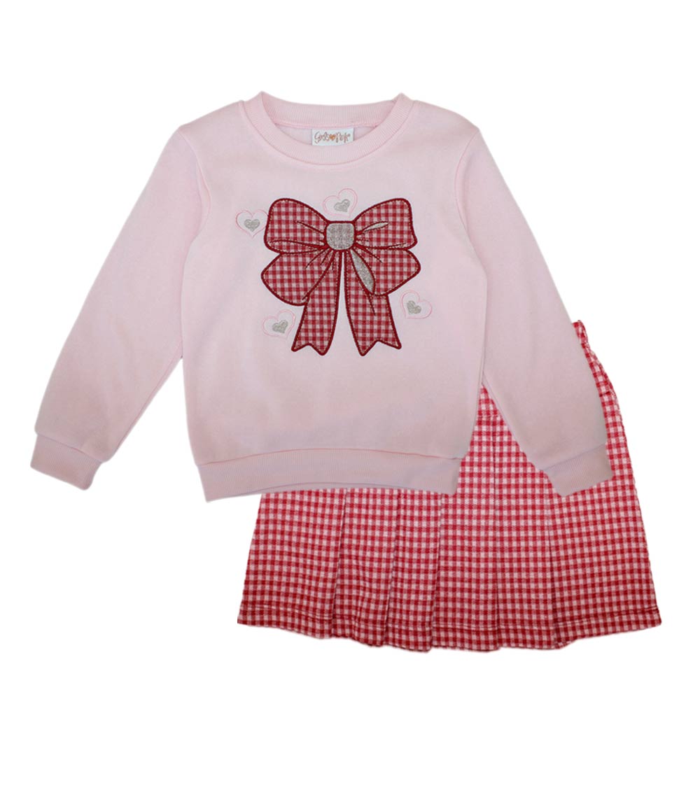 GIRLS PINK Conjunto de leggings de polar con capucha y osito de peluche a cuadros para niña - 7313502