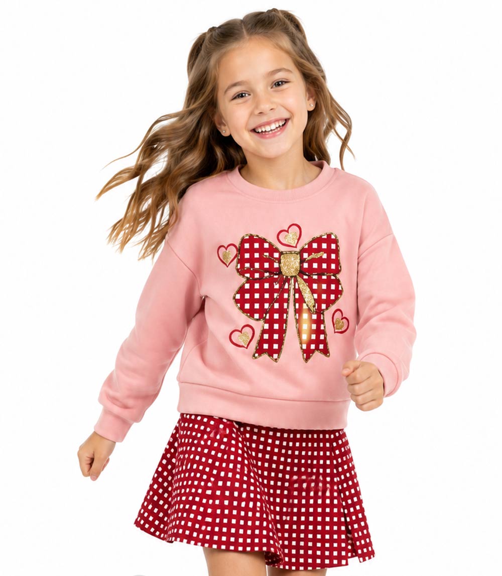 GIRLS PINK Conjunto de leggings de polar con capucha y osito de peluche a cuadros para niña - 7313502