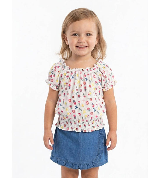 GIRLS PINK Textured Woven Top and Denim Skort - 2420902