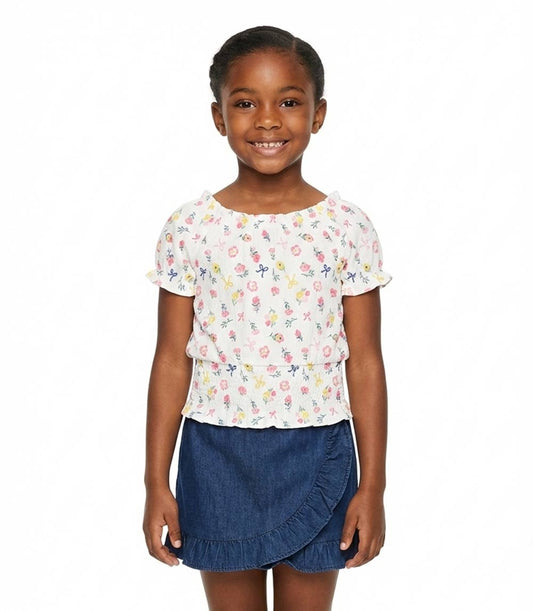 GIRLS PINK Textured Woven Top and Denim Skort - 2420904