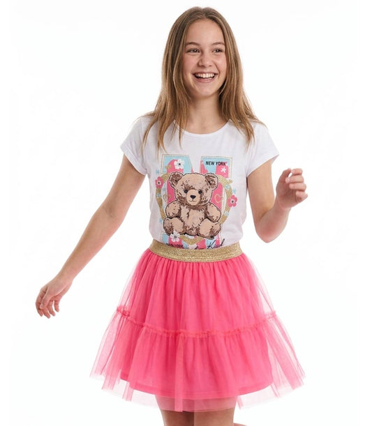 GIRLS PINK blusa de osito rosa con falda de tul para niña - 2445427