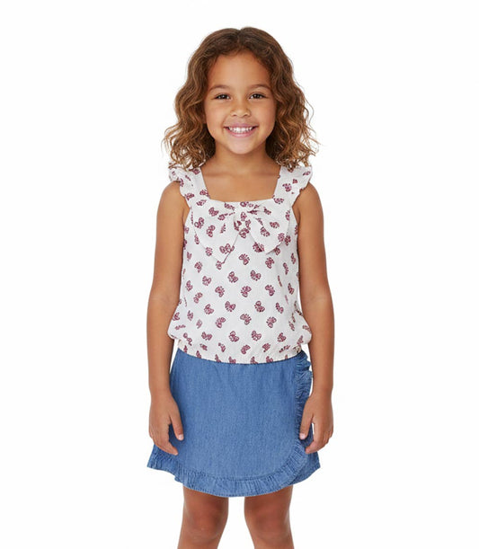 GIRLS PINK Aqua Bubble Top with Bow and Denim Skort - 2466704