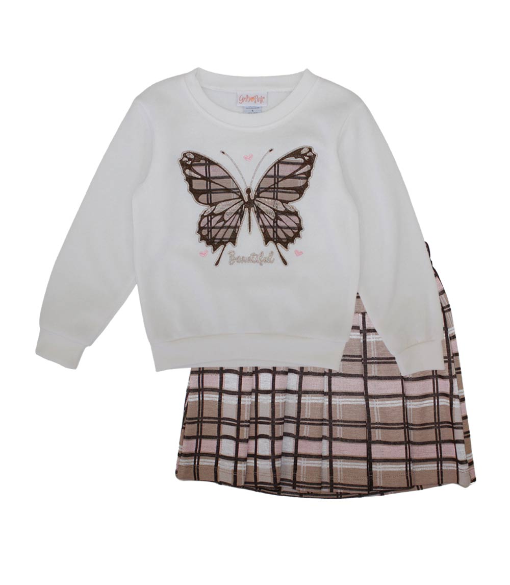 GIRLS PINK Conjunto de leggings de polar con capucha y osito de peluche a cuadros para niña - 7313502