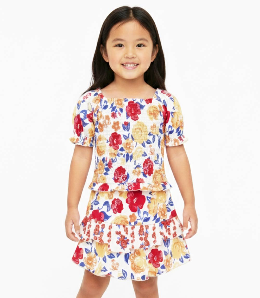 GIRLS PINK Smocked Top W Ruffle Mix Match Skirt Set- 2477204