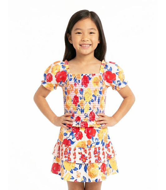 GIRLS PINK Smocked Top W Ruffle Mix Match Skirt Set- 2477202