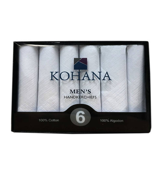 Men's Woven Cotton Handkerchiefs - White / 6 PACK - 26706