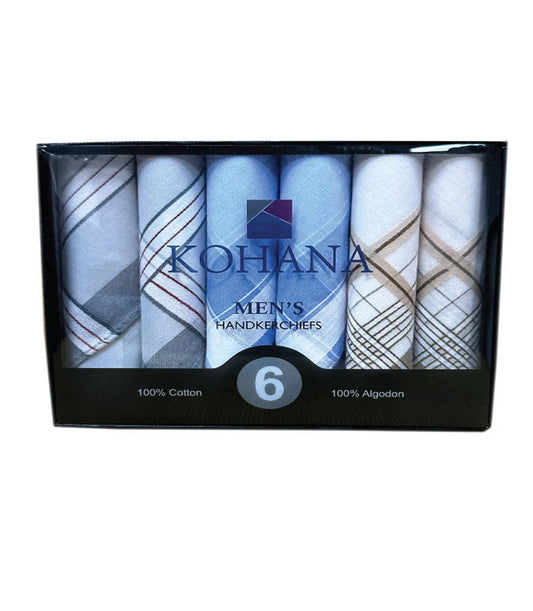 Men's Woven Cotton Handkerchiefs - Asst Colors / 6 PACK - 26806