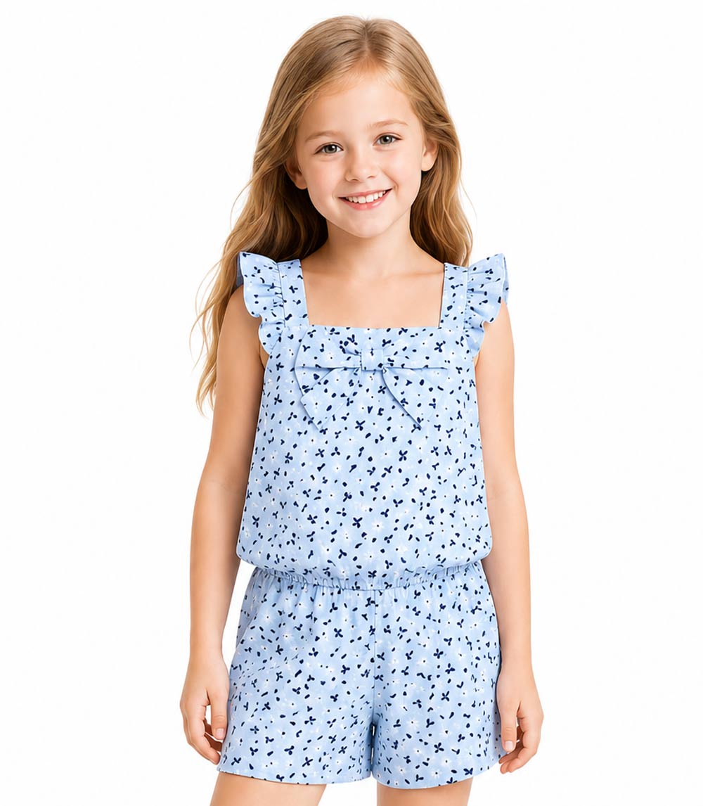 GIRLS PINK Ruffle on Straps and Bow in Front W Matchy Short Set - 2824402