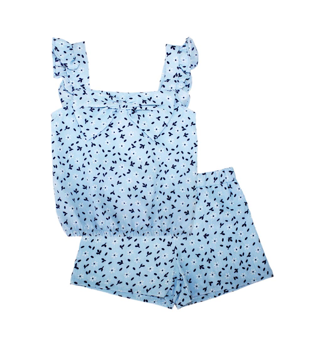 GIRLS PINK Ruffle on Straps and Bow in Front W Matchy Short Set - 2824402